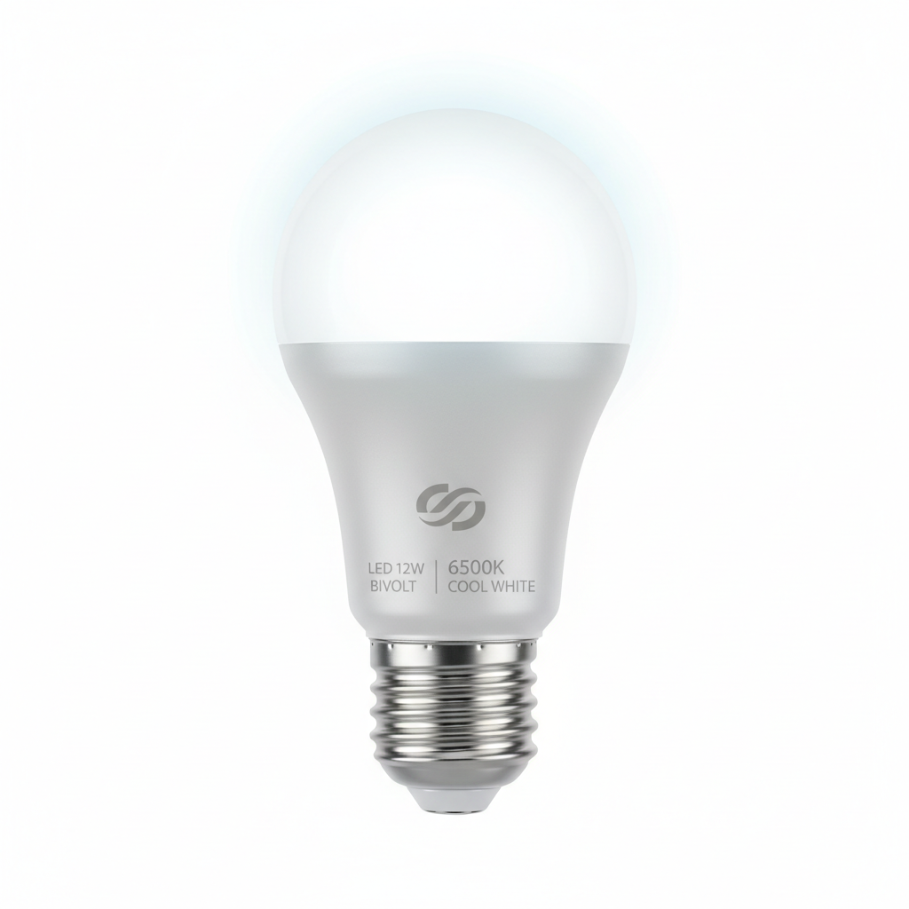 Lâmpada LED Bulbo 12W Bivolt Luz Branca (6500K)